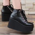 Black Lolita Platforms Punk Rock Chunky Heels Mary Jane Creepers Shoes